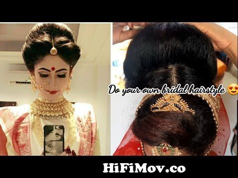 Bengali bridal makeup hairstyles bengali bridal bun hairstyle with taj👰  from bangla hair style pic Watch Video 
