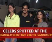 Ananya Panday, Ishaan Khatter and Bhumi Pednekar were recently spotted at the special screening of Vicky Kaushal starrer Bhoot Part One: The Haunted Ship. The actors were all smiles as they posed for the paparazzi in style. Check it out.