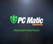 Follow along with James as he explains keyboard shortcuts and how to use them.nnThe only way to receive official PC Matic support is by going to https://www.pcmatic.com/support/ nnTo visit or purchase PC Matic click the link. https://cart.pcmatic.com/go.asp?id=50... nn***Things To Remember***n- Shortcut keys are keyboard combinations that complete a specific operation. In simple terms, keyboard shortcuts help you get things done fastern- On top of the Windows Operating System shortcuts, most pro