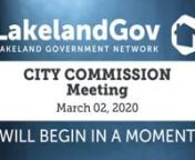 To search for an agenda item use CTRL+F (on PC) or Command+F (on MAC)ntPLAY video and click on the item start time example: ( 00:00:00 )ntntCopy and Paste in browser this Link to related Agenda:nthttp://www.lakelandgov.net/Portals/CityClerk/City%20Commission/Agendas/2020/03-02-20/03-02-20%20Agenda.pdfntntntClick on Read More Now (Below)ntn(00:00:00)tCall to OrderntntPRESENTATIONS - Central Stores Warehouse “Did You Know?” (Joyce Dias, Director of Risk ManagementAuthorizing and Providing fo