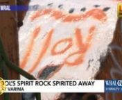 There&#39;s a mystery of a missing rock at Fuquay Varina High School. The old school was torn down and the spirit rock went missing. The student who bought the rock for &#36;9 back in the 90s got to work hunting it down. Now everyone is calling him a rock star for solving the mystery. nnSource: https://www.wral.com/rock-hero-solves-mystery-of-missing-spirit-rock-outside-fuquay-varina-high/18579438/