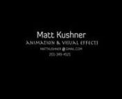 Here is my current demo reel as of March 2014. nnCREDITS [shot #(s) in brackets]nNoah [1,3,12,14,18,22] --- bird grooming &amp; texturing, camera tracking, matchmoving, animationnFord Fusion [2,10] --- camera tracking, matchmoving, rotoscoping/paintnWarm Bodies [4,15] --- modeling, texturingnGotham [5,6,13] --- animation, camera animation, camera tracking, matchmovingnThe Europa Report [7,19] --- modeling, texturing, animation, lightingnStep Up 3D [8] --- rotoscoping/paintnThe Chevron Human Ener