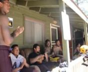With the help of his ukulele, Mo Latu and some of his teammates do a rendition of