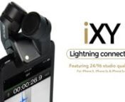 The i-XY with Lightning connector features a matched pair of ½ inch condenser capsules arranged in a stacked X-Y configuration, with on-board high-fidelity analogue to digital conversion. This ensures accurate, immersive and true to life stereo recordings.nnInterchangeable rubber mounting clamps are supplied to suit both iPhone 5/5s and 5c, which also provide shock mounting and help to minimise vibration transferring to the microphone capsules. A foam windshield for outdoor recording and protec