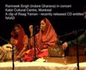 Ramneek Singh is an accomplished vocal artist with almost thirty years of vocal training. She prides herself in being a purist from the Indore Gharana, a distinctively meditative and serene style of Khayal presentation, as institututed by Ustad Amir Khan.