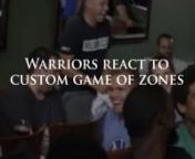 A look at the Golden State Warriors reacting to their custom Game of Zones cartoon at a team dinner before the start of training camp.