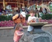 Our trip to Disney world.Kids trying to pull the sword in the stone out.They didn&#39;t get lucky.