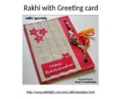 This Raksha Bandhan Send Some amazing Gifts to Your Loved One and Send Rakhi to Bangalore residing Brother and sister,in the Form of Rakhi sets ,Rakhi Gift Hampers,Rakhi with Sweets and Many More.nnhttp://www.erakhigifts.com/send-rakhi-bangalore.html