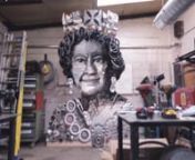 A giant portrait of Her Majesty the Queen, created entirely out of car and truck parts, has been unveiled ahead of the monarch’s 90th birthday on Thursday 21st April.nnThe technical tribute, which utilises over 800 individual components, was created by car servicing giant Kwik Fit’s staff to honour Her Majesty’s contribution to the Second World War, during which she trained and served as an Army mechanic in the Women’s Auxiliary Territorial Service (ATS). nnThe huge variety of parts enab