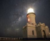 I have been playing with some new software &amp; this clip is a test piece that I thought I would share.nThe Milky Way rising at Cape Byron Lighthouse with some star trail effects.nThis clip is made from 266 images captured with Canon 5D Mark iii &amp; Canon 17-40mm f/4L