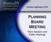 Video by Penfield Televisionn00:00:13 Work Session Call to Order - Approval of Minutesn00:01:22 Tabled Matter: 1185 Empire Boulevard, 1211 Empire Boulevard, and 41 Woodhaven Drive.n00:02:22 Tabled Matter: 899 Plank Road and 1377 Shoecraft Road to be known as Crowne Pointe Section 2Bn00:05:52 Miscellaneous Item: Penfield Place Nursing Home n00:09:26 Miscellaneous Item: Silverwoods Section Six n00:10:50 Miscellaneous Item: Verizon Cell Tower 1192 Shoecraft Roadn00:15:20 Adjournment of Work Session