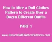 The following video is Part 1 in a 4 Part Series that will show you how easy it is to alter a basic doll clothes pattern to create over a dozen different outfits for your doll. I have used my Summer Dress Doll Clothes Pattern which can be purchased from http://www.rosiesdollclothespatterns.com/18-inch-american-girl-summer-dress nnYou can also mix and match these alterations to again create even more different outfits! Really, the variations are only limited by your imagination.