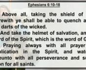 TEXT: Ephesians 6:10-18nnSo far, in this series, we have looked at three pieces of the armor which God has supplied:nn1. The belt of truth -- we must understand that our belief in the truth of God’s Word is the foundation to any successful spiritual warfare. n n2. The breastplate of righteousness -- we must understand that we are clothed in the righteousness of Christ and we must determine to live in obedience to God if we are to be victorious in spiritual warfare.n n3. The shoes of the prepar