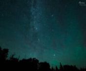 This is a timelapse I took of the Perseid meteor shower, sunrise, and afternoon clouds in my back yard the morning of August 13, 2015. I missed most of the night because I had to wait until 12:50 AM for the sky to clear after thunderstorms, and dawn was less than three hours later. We did have some amazing green air glow though! The Andromeda galaxy can be seen to the right of the Milky Way as Pleiades and Capella can be seen rising from the tree tops, facing roughly 58° north east on the compa