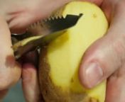 A close-up and slow motion scene of a potato being shaved with a vegetable peeler. A nice direct light and a macro lens makes a picture artistic and broadens the limits of its usage.nnDOWNLOAD LINK: http://unripecontent.com/2015/03/30/removing-skin-of-potato-with-vegetable-peeler-free-hd-video-footage/nnDimensions: 1920 x 1080nVideo codec: H.264nColor profile: HD (1-1-1)nDuration: 00:30nFPS: 25