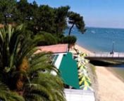 Vidéo aérienne en drone du restaurant l&#39;Escale au Cap Ferret en Gironde le long du Bassin d&#39;Arcachon.