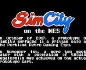 In October of 2017, I was able to purchase one of two prototypes of SimCity on the NES while attending the Portland Retro Gaming Expo. Two weeks later, while testing the game for Frank Cifaldi at the Vide Game History Foundation I was able to beat it, achieving Megalopolis. For historical purposes, I took some video of it happening.nnIf you think about it, it&#39;s possible that was the first time that song and animation had been triggered on the cart in 25 years...nnVideo Game History Foundation -
