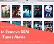 iTunes Movies is under Apple’s Digital Rights Management protection, better known as DRM. nWant to play purchased or rented iTunes movies on somewhere instead of iTunes? You know iTunes Movies is under Apple&#39;s DRM (Digital Rights Management) Protection that limits your ability to play iTunes movies and TV shows.nnHere in this video, an iTunes DRM Media Converter is included for you to remove DRM from iTunes movies and convert M4V video to MP4 and other video formats as you like. More Details f