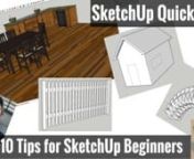 This video will walk you through my top ten tips that any new user to SketchUp should know about!nnTop SketchUp Tipsn1. Use Keyboard shortcuts! na. Every tool in SketchUp is either assigned a keyboard shortcut, or can be assigned a shortcut. These shortcuts allow you to access the various tools in SketchUp without needing to click on icons. Roughly, using keyboard shortcuts can cut your modeling time in half!n2. Move along axesna. Often times, you’ll want to move objects both up and down and l