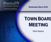 Produced by Town of Penfield Televisionnwww.penfieldTV.orgnnSupervisor R. Anthony LaFountain, presiding, three town board members, deputy clerk and members of town staff presentn00:00:16 Call to Order - Approval of Minutes - Monthly Reportsn00:01:51 Guest: 1068 Plank Road - Farmstead Area Modificationn00:18:01 Action Item: Pond Treatment Reviewn00:26:21 Action Item: Annual Sidewalk Discussionn00:34:53 Action Item: Private Storm Pipe Agreement, 88 Stoneledge Wayn00:56:31 Action Item: Hold Harmles