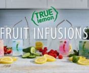Fruit-Infused Water Made Easy!nnJust like homemade fruit-infused water, True Lemon Fruit Infusions™ lets you enjoy the light, refreshing taste of fruit-infused water wherever you go without any chopping, cutting, or waiting. Available in 4 flavors - Lemon Strawberry, Lemon Mint, Lemon Raspberry, and Lemon Cucumber - each unsweetened packet is made with 3 simple ingredients and contains 0 calories, 0g of sugar, and no GMO&#39;s.