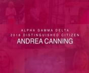[INDIANAPOLIS, July 20, 2018]— Canadian-American TV journalist Andrea Canning was one of three members of Alpha Gamma Delta International Fraternity named a Distinguished Citizen at Alpha Gamma Delta’s 50th International Convention, June 29, at the Marriott Rivercenter in San Antonio, Texas. More than 800 Alpha Gamma Delta collegiate and alumnae members were in attendance.nnCanning, a resident of New York, was selected as an Alpha Gamma Delta Distinguished Citizen in the field of journalism.