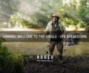 Rodeo FX was tagged to create 96 shots for Jumanji: Welcome to the Jungle, including some of the most iconic creatures in the movie. To help create an alternate video game world, our team’s creature and environment expertise was brought in.nnLearn more : https://www.rodeofx.com/en/projects/jumanji-welcome-to-the-jungle