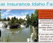 As far as the top car insurance companies in Idaho Falls, the following companies are worth mentioning. They are American National, Mutual Enumclaw, Progressive, Grange Insurance Association, State Farm, Geico, Oregon Mutual, Aallied, Allstate and MetLifenFor more info:www.usacarinsuranceideas.com/city-state/car-insurance-idaho-falls.php
