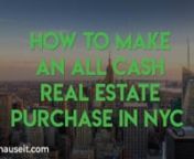 How to Buy a House with Cash in NYC: https://www.hauseit.com/how-to-buy-a-house-with-cash-nyc/ nnEstimate Buyer Closing Costs in NYC: https://www.hauseit.com/closing-cost-calculator-for-buyer-nyc/ nnBuying a house with cash in NYC is faster and simpler than purchasing a home with a mortgage. All cash buyers do not have to deal with the loan approval process and can often close in under 30 days compared to 60 to 90 days if financing.nnThe first step to buying a house with cash is to choose a buye