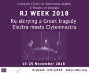 This film has been launched to celebrate the International Restorative Justice Week 2018 (18-25 November): euforumrj.org/events/rj-week-2018/nnIt was produced for the workshop session “The theatricality of human drama and restorative justice”, presented by Katerina Soulou (EFRJ board member) in collaboration with Evdokimos Tsolakidis (Theater of Changes), during the 10th international conference of the European Forum for Restorative Justice (Tirana, 14-16 June 2018), entitled