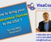 https://www.visacoach.com/how-to-bring-vietnamese-fiance-usa/The K1 Fiance Visa gives your Vietnamese Fiancee permission to travel from Vietnam to enter the USA to marry you. Here I describe the process from I129F Petition submission to USCIS through to medical and consulate interview in Ho Chi Minh City, Vietnam. For more info please call 1-800-806-3210 x 702 or visit VisaCoach.comnTo Schedule your Free Case Evaluation with the Visa Coachnvisit https://www.visacoach.com/schedulenor Call - 1-8