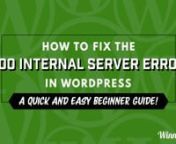 We&#39;ve all seen it, the dreaded WordPress 500 Internal Server Error.But what does it mean?Where does it come from? And most importantly, how do we fix it?nnWe&#39;ll walk through a number of steps that you can take to resolve this issue, even if you don&#39;t consider yourself tech savvy.nnNote: This video mentions FTP. You can learn more about FTP here: https://www.youtube.com/watch?v=xkrS_yn7QOwnnIf you&#39;d like to read a blog post about how to resolve a 500 error, check out this one on WinningWP: ht