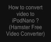 Hamster Free Video Converter makes converting video for fun. It supports MPEG, AVI, MP3, MP4, FLV, WMV, 3GP, XviD, DivX, MKV, M2TS. You may convert video for any DVD player, iPod, iPhone, iPad, Zune, PSP, or Nokia 200+ devices!!!