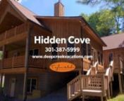 Hidden Cove invites you to visit the Deep Creek Lake with a warm log cabin welcome! Centrally located and brimming with amenities, it is ideal for a couples’ getaway or a family vacation.nnA bright and cheery sun porch greets you when you arrive. This spot is furnished with a sofa and chairs, so it adds to your living space. Wood walls and floors create a warm and welcoming atmosphere as soon as you step inside the great room. Beautifully decorated, you won’t waste any time sinking into th