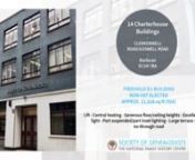 **NEW TO MARKET**n14 Charterhouse Buildings, London, EC1M 7BAnn- Rare opportunity, freehold D1 building, NON-VAT ELECTEDnn- 11,528 square foot (GIA)nn- Of interest to owner occupiers and property companiesnn- Located to the south of Clerkenwell Road (A5201) immediately to west of where it intersects with Goswell Road (A1)nn- Charterhouse Buildings is a no-through road just to the north of Charterhouse Squarenn- Within walking distance of Farringdon Station (Crossrail, Thameslink, Circle, Metropo