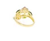 https://www.ross-simons.com/889548.htmlnnOur ring is the pick of the season with pretty blooms of .93 ct. tot. gem wt. pink tourmaline, white topaz, tanzanite and green diopside in a bypass design. 18kt gold over sterling silver setting. Multi-gemstone flower ring.