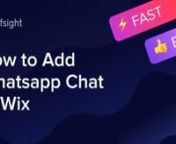 In the following video you‘ll find out how to form, and install the WhatsApp Chat on your website. In case anything goes wrong, don’t hesitate to get in touch with our customer support staff and we’ll be glad to help. nCreate for free: https://elfsight.com/whatsapp-chat-widget/wix/?utm_source=websites&amp;utm_medium=vimeo&amp;utm_campaign=widget-platform-videosnWe at Elfsight design premium SAAS-based tools for your web page. They are supplied with plenty of features you may employ the way