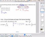 Definition of a Function, Domain &amp; Range from equationsnSolving equations with fractions, solving a quadratic equation using the Quadratic Formula