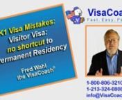 https://www.visacoach.com/visitor-visa-permanent-residency/ More K1 Visa Mistakes: attempting to use Visitor Visa as shortcut to permanent residency. A B2 visitor visa is by definition for a short visit. To plan to use the visitor visa to stay permanently in the USA, is a misuse of the visa, is immigration fraud.nTo Schedule your Free Case Evaluation with the Visa Coachnvisit https://www.visacoach.com/schedulenor Call - 1-800-806-3210 ext 702 or 1-213-341-0808 ext 702nFiancee or Spouse visa, Whi