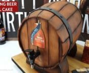 This beast of a birthday cake was a fully working beer barrel cake. It poured out 1 litre of Adnams bitter from within the cake... so you can have your beer and cake in one go! Not only was the barrel edible but so were the custom designed beer mats and wooden floor. The pub sign had working lights and also edible as it was made out of chocolate and icing.nFor more on this cake and others we&#39;ve made, see http://angiescottcakes.co.uk/cake-maker-portfolio/working-beer-barrel-cake-edible-beer-mats-