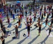 Drone shoot of annual Yoga at the Plaza in downtown Mountain View, CA September 2017.