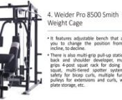 Visit link below to learn more about Best Smith Machinesnhttp://revtestpro.com/marcy-diamond-elite-best-one-versatile-product-alternatives/ nnMarcy Diamond Elite has its training systems built very well to meet the needs and expectations of all people who wish to dome some workout at home. We have some alternatives offered here below to compare and considernn5 Smith Machines Reviewn1. Marcy Diamond Elite Smith Cage with Linear Bearingsn2. Marcy Combo Smith Machinen3. Inspire Fitness Ft2 Function