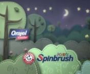 A TV Commercial for Orajel training tooth paste and Arm &amp; Hammer spinbrush kid’s toothbrushes. This aired after Thomas &amp; Friends on PBS in 2010-2011.nnCREDITSnClients: Orajel, Arm &amp; HammernAgency: ColangelonProduction: Special Agent ProductionsnSales Rep: Think Bank IncnnColangelo creative director: Toby TryggnColangelo account director: Keith GarveynColangelo producer: Jack BlandfordnnDirector: Max Porter &amp; Ru KuwahatanAnimation production: Tiny InventionsnAnimator: Max Porter