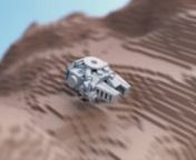 Little doodle of a Mini Millennium Falcon flying though the dunes. nMade in Blender and rendered with Cycles.