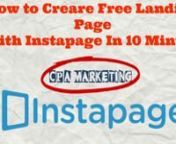 How to Creare free Landing Page With InstapageIn 10 Minute? nFirst of all I depict what is landing page:nnLanding pages can be used to give a promo code and promote a free or discounted product. They can be used to run affiliate traffic to with an offer. Most affiliate rules won&#39;t let you run paid traffic directly to their site with the affiliates link so affiliates have to run paid traffic to their own blog or sites landing page which primes the buyer and continues to send them onto the adver