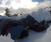 In between completing the Three Sisters Traverse, my partner and I slept on the saddle connecting Middle and South Sister.Digging a hole in the snow, sleeping bags and tarps are all that kept up fairly warm and dry.