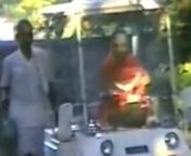 Video starts with Pandit Ram Narayan&#39;s sarangi recital for Baba in Guru Chowk, followed by a tour of the upper garden with Baba in the golf cart, accompanied by Venkappa Anna and Captain.Courtesy of a long-time Baba devotee.