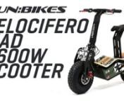 Velocifero 1600W Electric ScooternnElectric, foldable, and a modern and elegant design. MAD, the new VELOCIFERO, is an example of how a bright idea turns into a successful product. Ergonomic shapes and fat wheels will be part of each path.nnIts author is Alessandro Tartarini, one of the top 100, industrial designer in the world.nnAn exceptional cross between a mini-scooter and an electric bike, with very original styling: the bamboo footrest echoes the latest generation of skateboards, the fat t