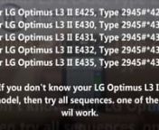 How To Unlock LG L3 II L3X E425, E430, E431, E432 y E435 by Unlock Code - Unlocklocks.COM from e425