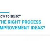 During your process improvement journey, you identify a number of improvement ideas in your current-state process. But how do you know which improvement ideas will: n• Get executive buy-in n• Be easily adopted n• Not see resistance from frontline executivesn• Deliver the desired output nCheck out this video by BPM specialist Mark Khabe as he explains how you can easily select the right improvement ideas.